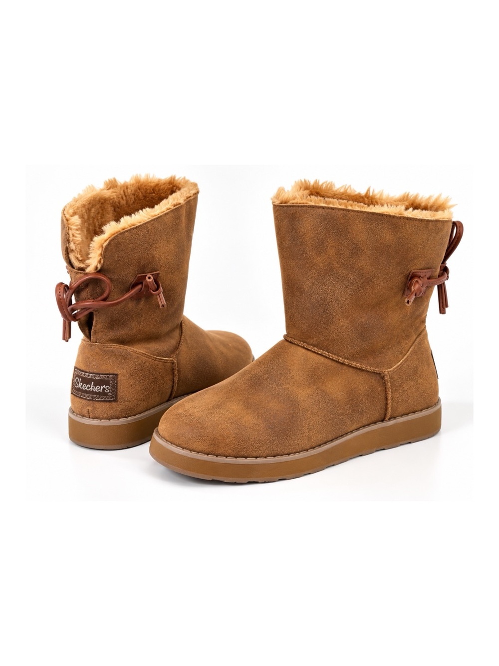 Skechers Tan Suede Fur-Lined Boots Size 7 Style 44932